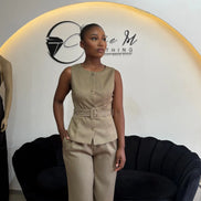 Belted couture suit