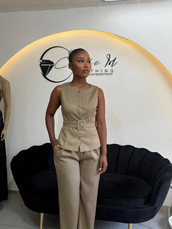 Belted couture suit