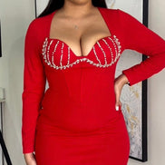 Diamanté corset midi dress