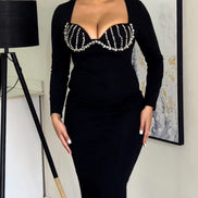 Diamanté corset midi dress