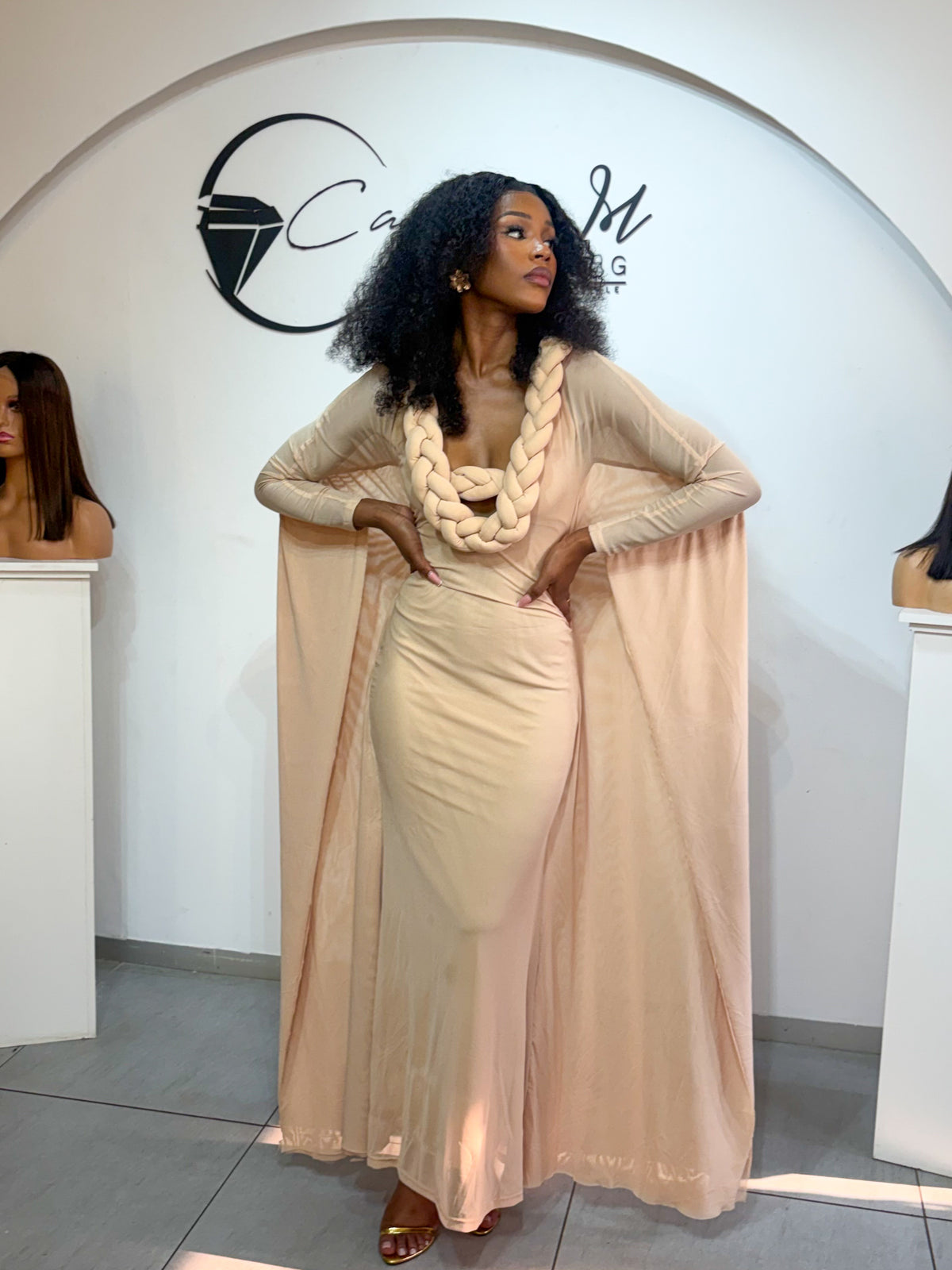 Iman cape dress