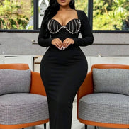 Diamanté corset midi dress