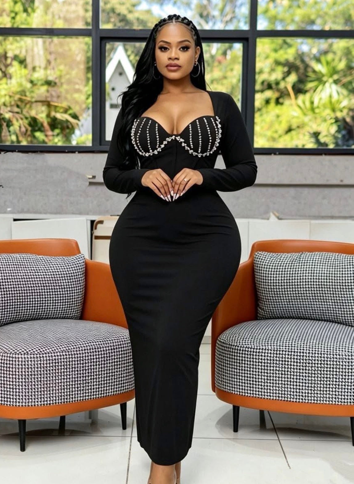 Diamanté corset midi dress