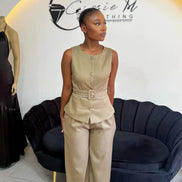 Belted couture suit