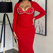 Diamanté corset midi dress