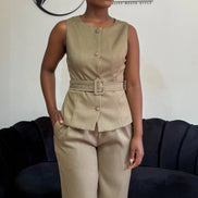 Belted couture suit