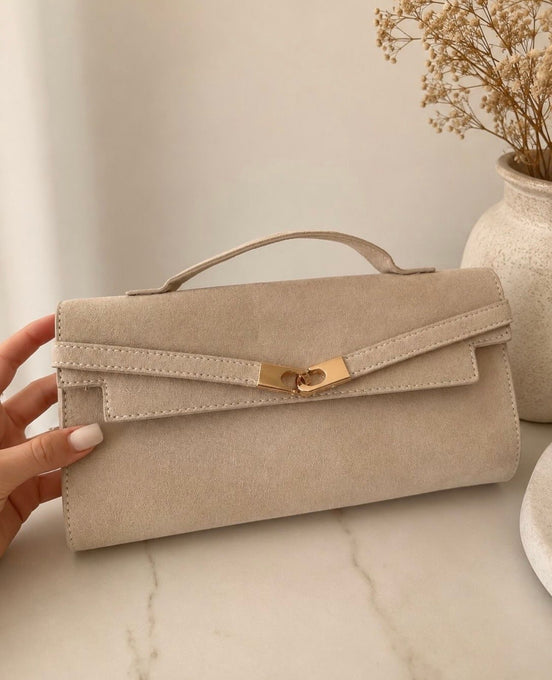 Helios suede clutch