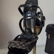 Rhinestone pointed sling back