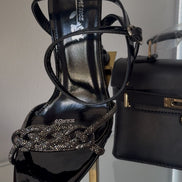 Rhinestone pointed sling back