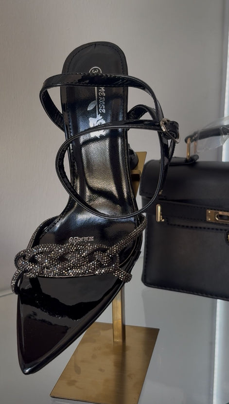 Rhinestone pointed sling back