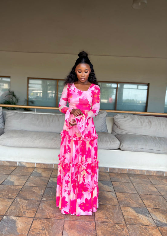 Floral bell sleeve maxi