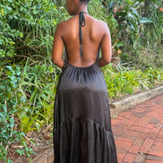 Backless halter maxi