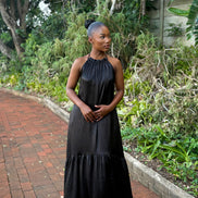 Backless halter maxi