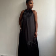 Backless halter maxi